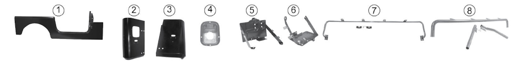 Miscellaneous CJ exterior body parts. Numbered callouts match the table below.