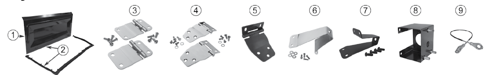 Tailgate and spare-tire parts. Numbered callouts match the table below.