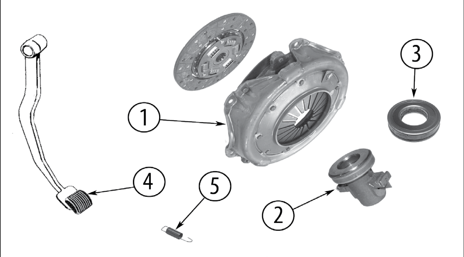 Exploded diagram of the 3.7L S6-226 clutch. Numbered callouts match the table below.