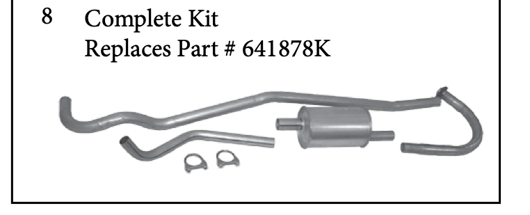 Complete exhaust kit for the 4-134. Numbered callouts match the table below.