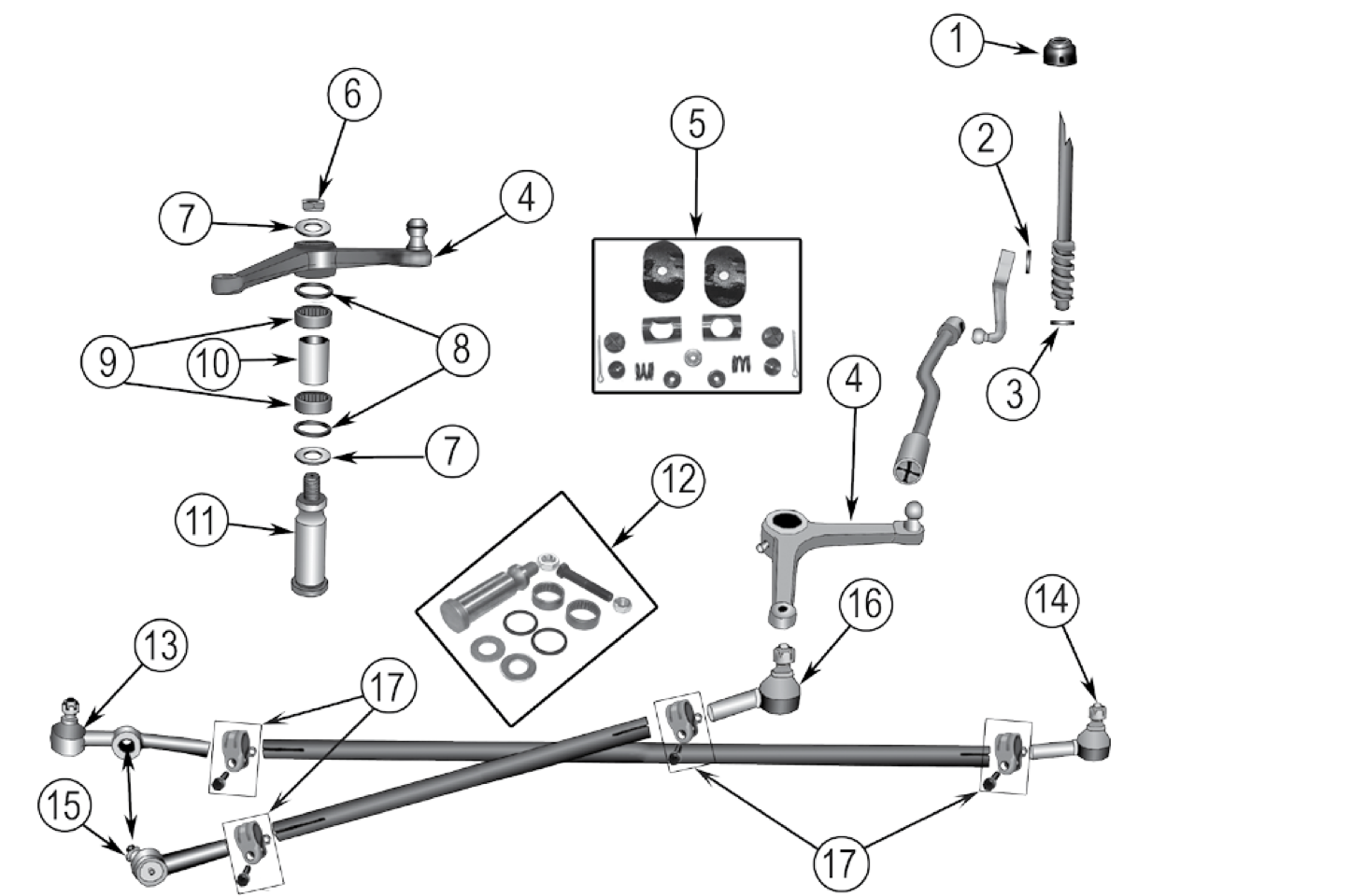 Rear mounted steering gear for the 1966-1971 C101 Commando. Numbered callouts match the table below.