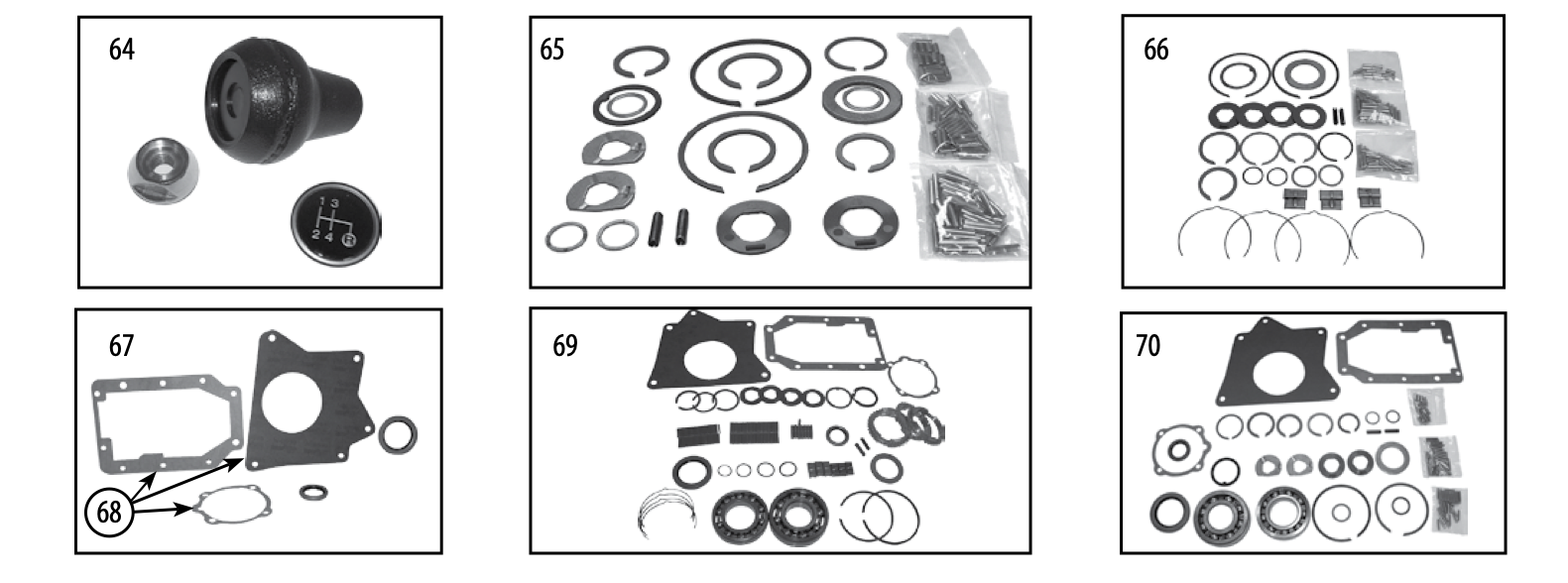 Tremec T176 and T177 shift knob and gasket kits. Numbered callouts match the table below.