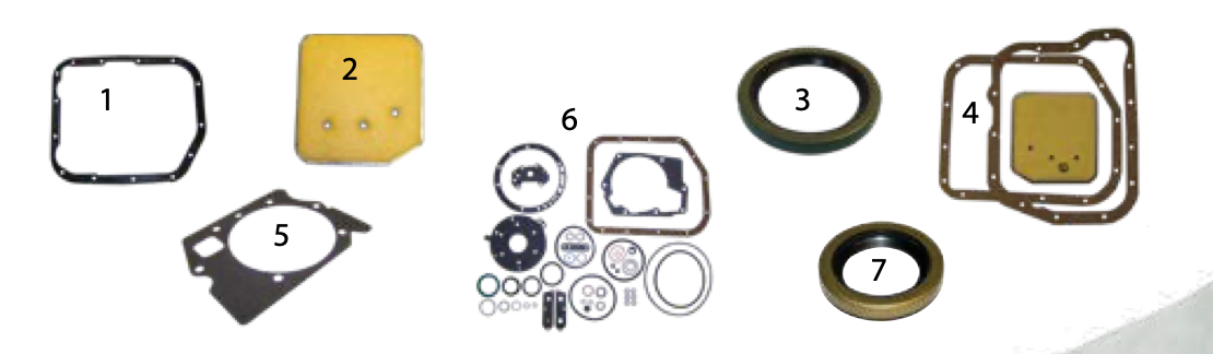 YJ automatic transmission parts. Numbered callouts match the table below.