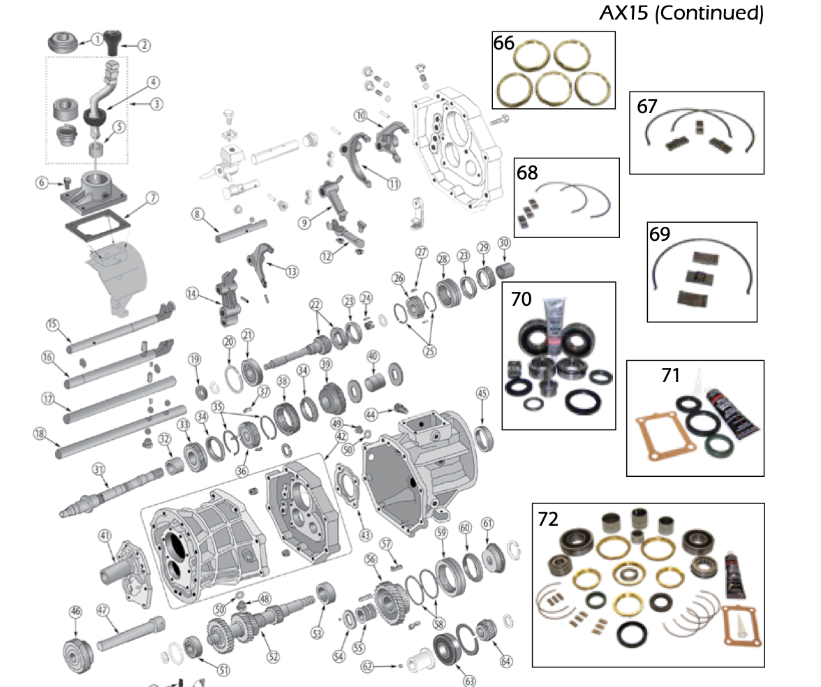 YJ ax15 parts. Numbered callouts match the table below.