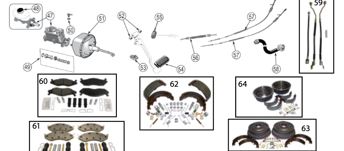 YJ parking brakes, hydraulics, miscellaneous parts. Numbered callouts match the table below.