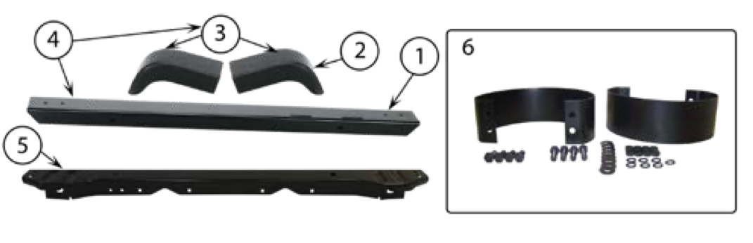 YJ bumper parts. Numbered callouts match the table below.