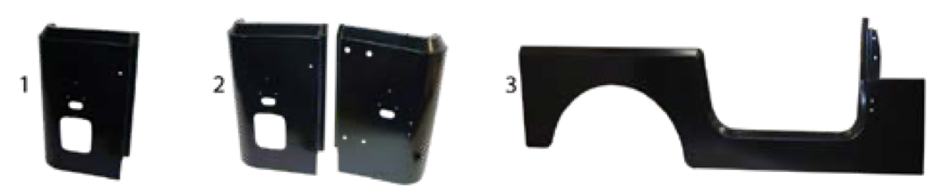 YJ corner & side parts. Numbered callouts match the table below.