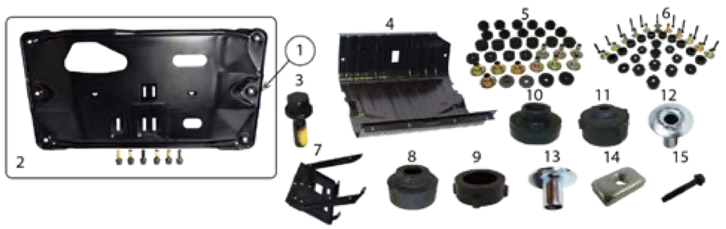 YJ frame parts. Numbered callouts match the table below.