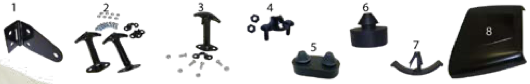 YJ hood parts. Numbered callouts match the table below.