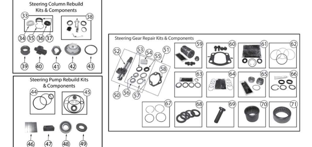 YJ steering parts. Numbered callouts match the table below.